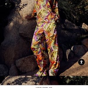 Women Zara STRAIGHT CUT PRINTED PANTS